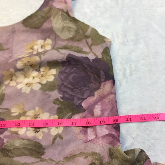 K Studio Midi A-line Dress Sz 14 Woman Purple Floral Cottage Romantic Sleeveless - Picture 12 of 14